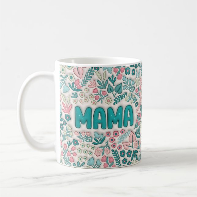 Taza De Café El Boho verde azulado flama a mamá (Izquierda)