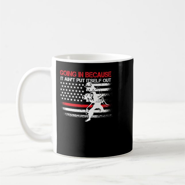 Taza De Café El Bombero Usa Bandera Estadounidense Delgada Líne (Izquierda)