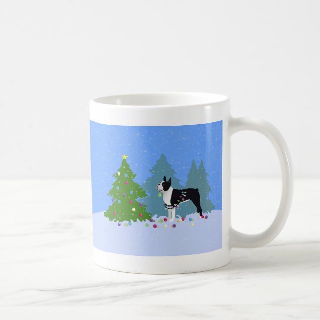 Taza De Café El Boston negro del bosque de Navidades (Derecha)