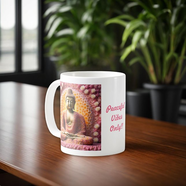 Taza De Café El Buda de Flor Rosa Medita (Subido por el creador)