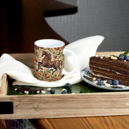 Taza De Café El caballo encantado en flor medieval