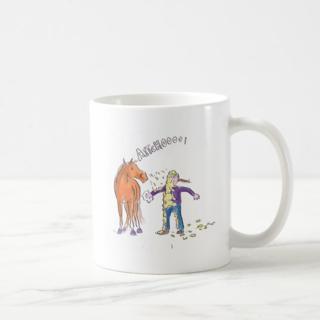 Taza De Café El caballo estornuda dibujo animado divertido (Derecha)