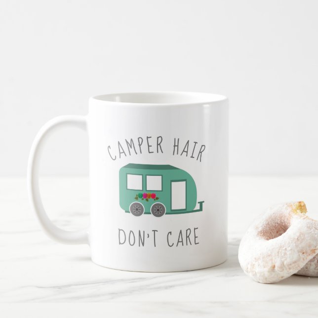 Taza De Café El cabello del campista no se preocupa por el glam (Con donut)