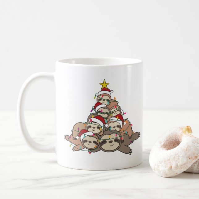 Taza De Café El café de los divertidos Navidades de animales de (Con donut)