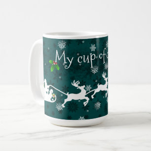 Taza De Café El café de Santa Claus y el tazón de reno verde az