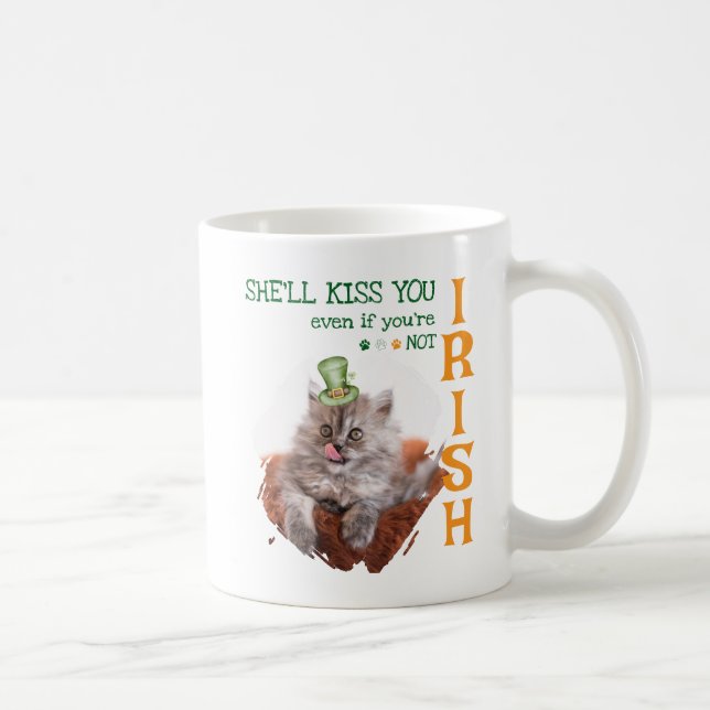 Taza De Café El café del gato del beso irlandés (Derecha)