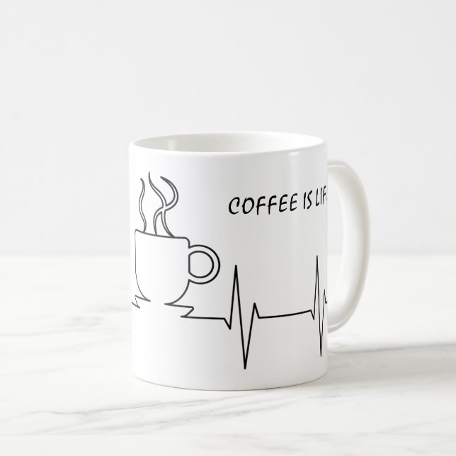 Taza De Café El café divertido es Life EKG (Anverso derecho)