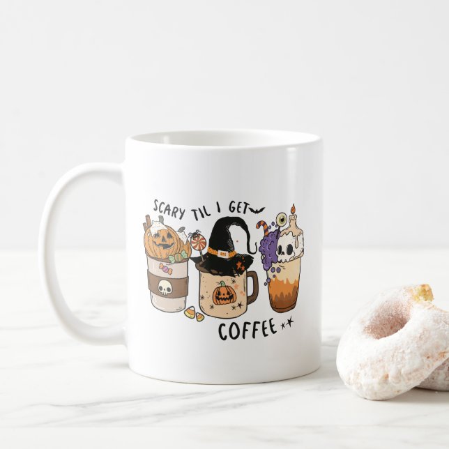 Taza De Café El café lindo de Halloween (Con donut)