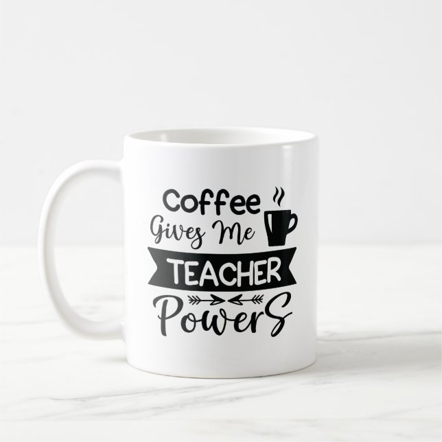 Taza De Café El café me da poderes docentes (Izquierda)
