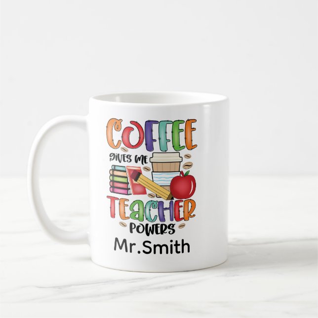 Taza De Café El café me da poderes docentes (Izquierda)