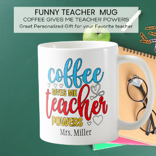 Taza De Café El café personalizado gracioso da poderes docentes