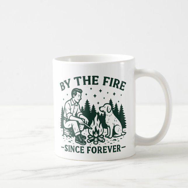 Taza De Café El campamento moderno cerca del fuego (Derecha)
