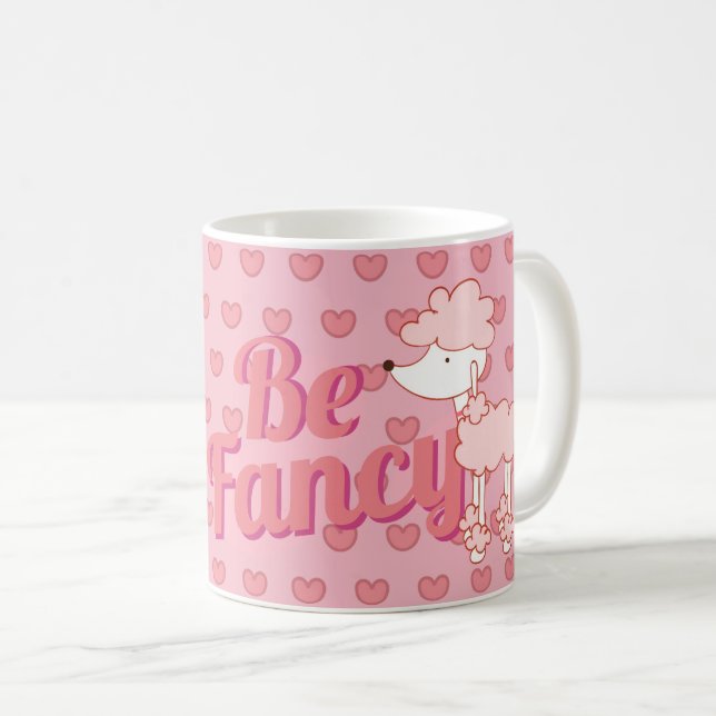 Taza De Café El caniche rosa y los corazones son brillantes (Anverso derecho)