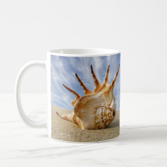 Taza De Café El caparazón de araña en Sandy Beach Mug (Izquierda)