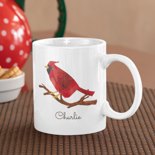 Taza De Café El cardenal retro rojo norteño de inspiración vint