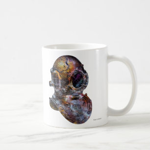 Taza De Café El casco del buceador de Steampunk del vintage