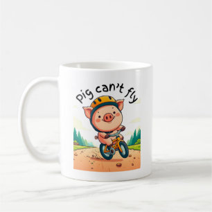 Taza De Café El cerdo no puede volar. L Pink BG