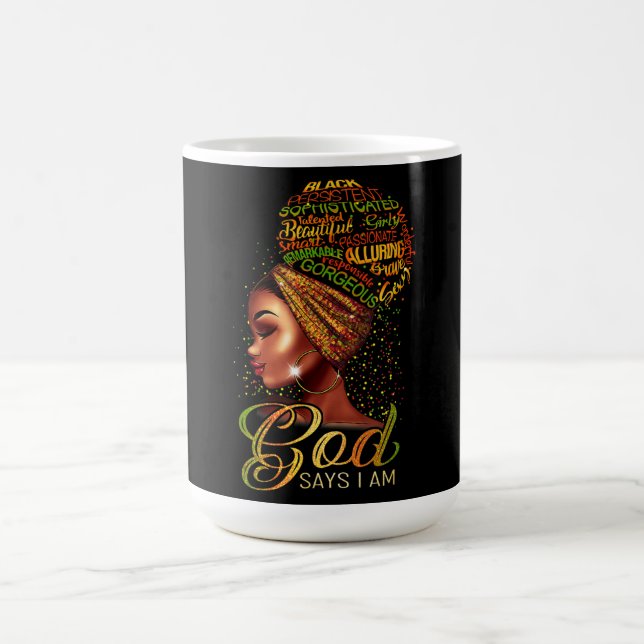 Taza De Café El Chica afroamericano Dios dice que soy un orgull (Centro)