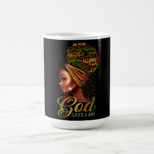 Taza De Café El Chica afroamericano Dios dice que soy un orgull