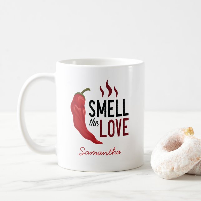 Taza De Café El Chile rojo huele al amor (Con donut)