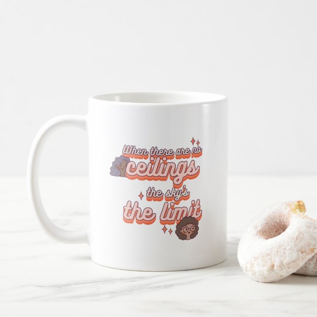 Taza De Café El cielo es el límite | Retro rosa de los derechos (Con donut)