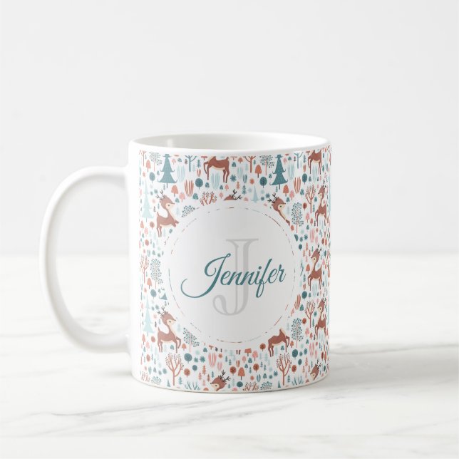 Taza De Café El ciervo curado en un singular monograma de patró (Izquierda)