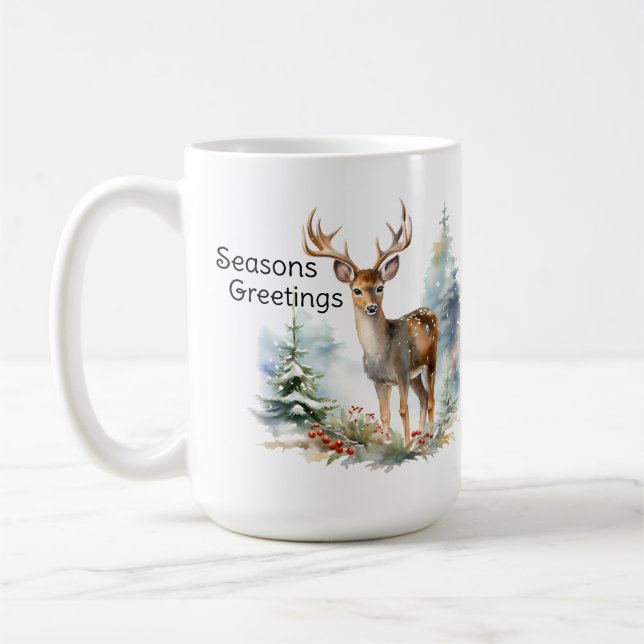 Taza De Café El ciervo en el bosque, el feriado Vignette Mug (Izquierda)