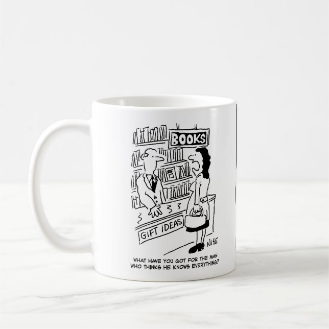 Taza De Café El cliente de la librería le pregunta al vendedor  (Izquierda)