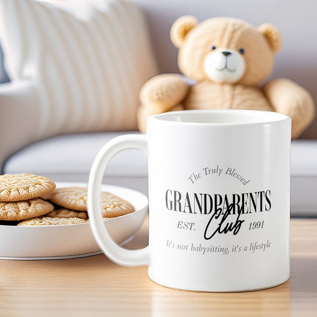 Taza De Café El club Est. Cualquier año divertido estilo de vid (Grandparents Club coffee mug)