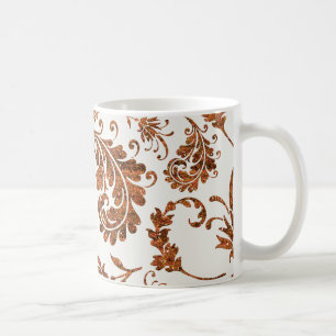 TAZA DE CAFÉ EL COBRE DE OTOÑO DECORATIVO DEJA UN PATRÓN FLORAL
