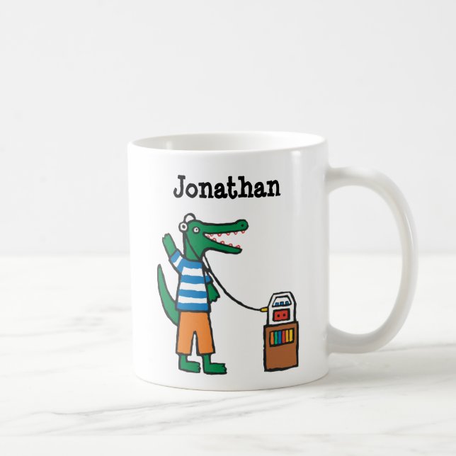 Taza De Café El cocodrilo fresco escucha la música (Derecha)