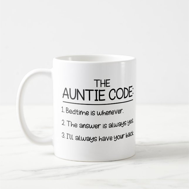 Taza De Café El código de la tía, regalo para la tía (Izquierda)
