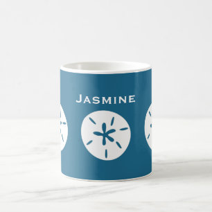 Taza De Café El color del azul de océano del dólar de arena