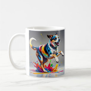 Taza De Café El colorido gigante feliz perro divertido juguetón