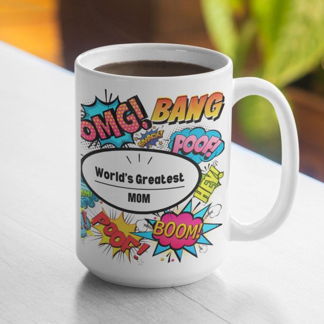 Taza De Café El cómic suena a los temas más importantes del mun (Shown in 15oz. Available in other styles and sizes, as well as additional products.)