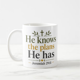 Taza De Café Él Conoce Los Planes Que Tiene Ánimo Cristiano