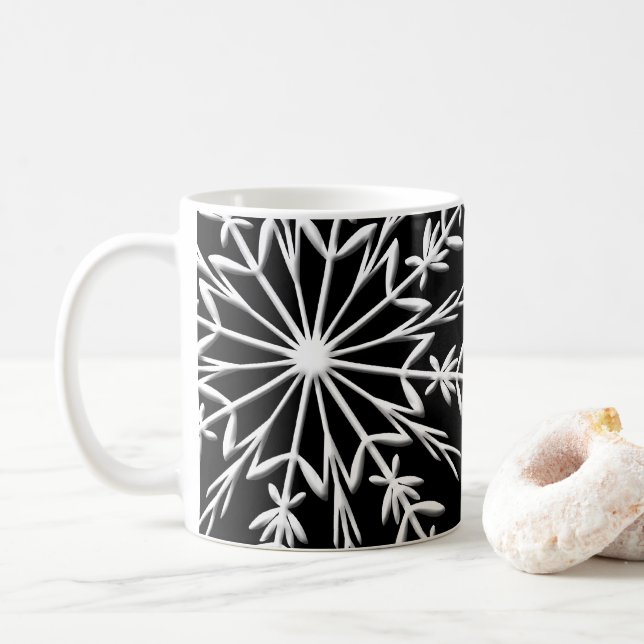 Taza De Café El copo de nieve blanco en las vacaciones felices  (Con donut)