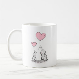 Taza De Café El corazón del elefante y de la mamá del bebé del