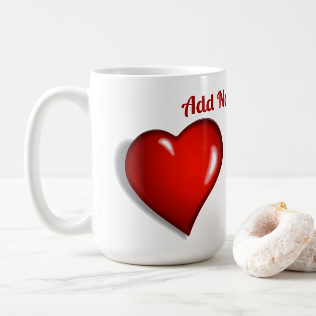 Taza De Café El corazón rojo personalizado (Con donut)