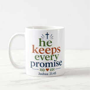 Taza De Café Él Cumple Cada Promesa Inspiradora Escritura Prome