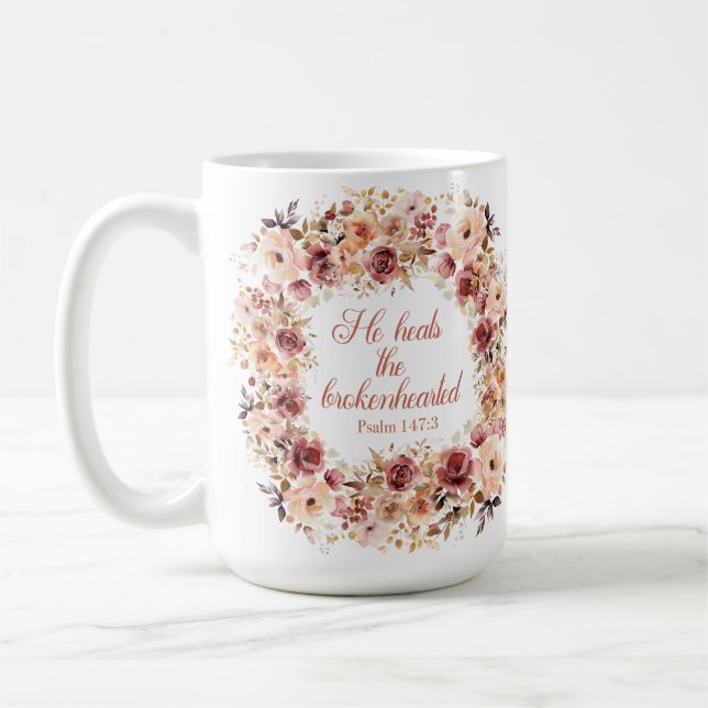 Taza De Café Él cura la floral de otoño brokenhearted (Izquierda)