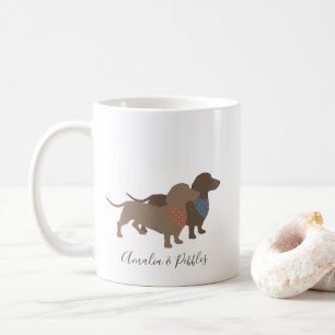 Taza De Café El Dachshund de Minimalistic siluetea y persiguió
