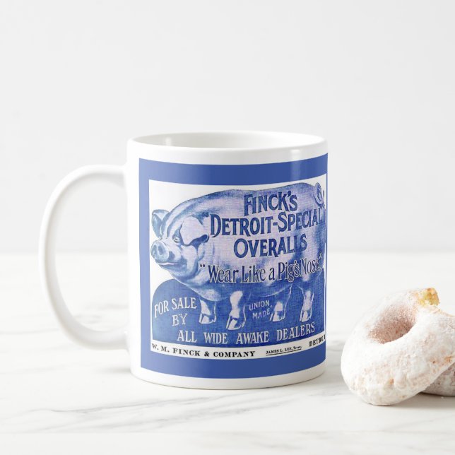 Taza De Café El desgaste de Finck del anuncio de los (Con donut)
