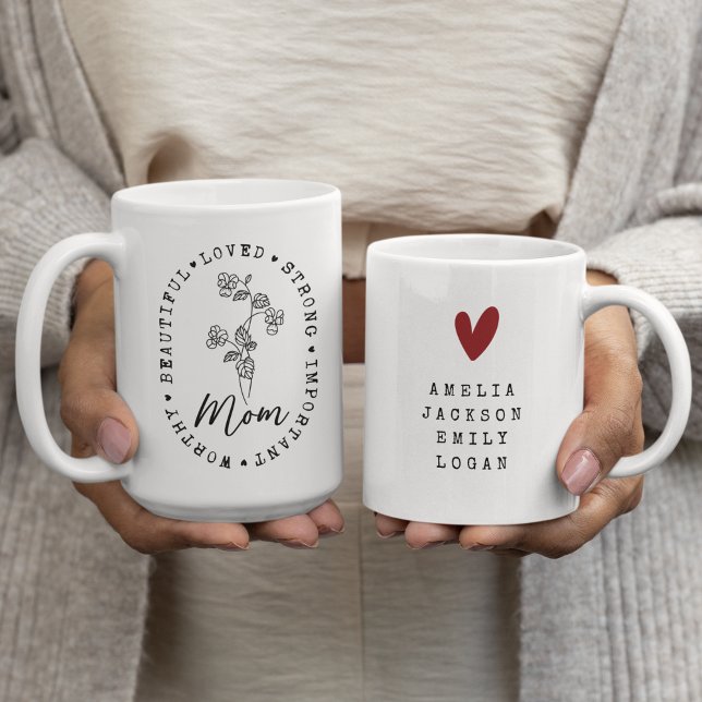 Taza De Café El Día de la Madre Flor Silvestre que mamá nombra  (Subido por el creador)