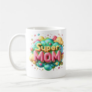 Taza De Café El Día de la Madre "Super Mamá" Mug-Hecha a Mano,