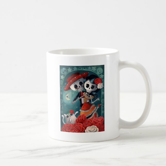 Taza De Café El día de los amantes esqueléticos muertos (Derecha)