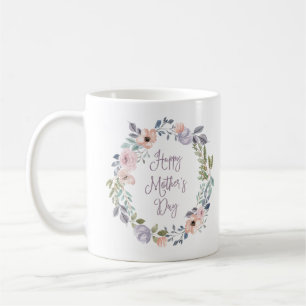 Taza De Café El día de madre el   feliz floral de la acuarela