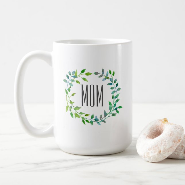 Taza De Café El día de madre verde de la guirnalda el | de la (Con donut)