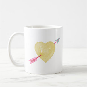 Taza De Café El día de San Valentín acuarela Heart Arrow Love M