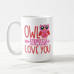 Taza De Café el día de San Valentín amor corazón besa búho 